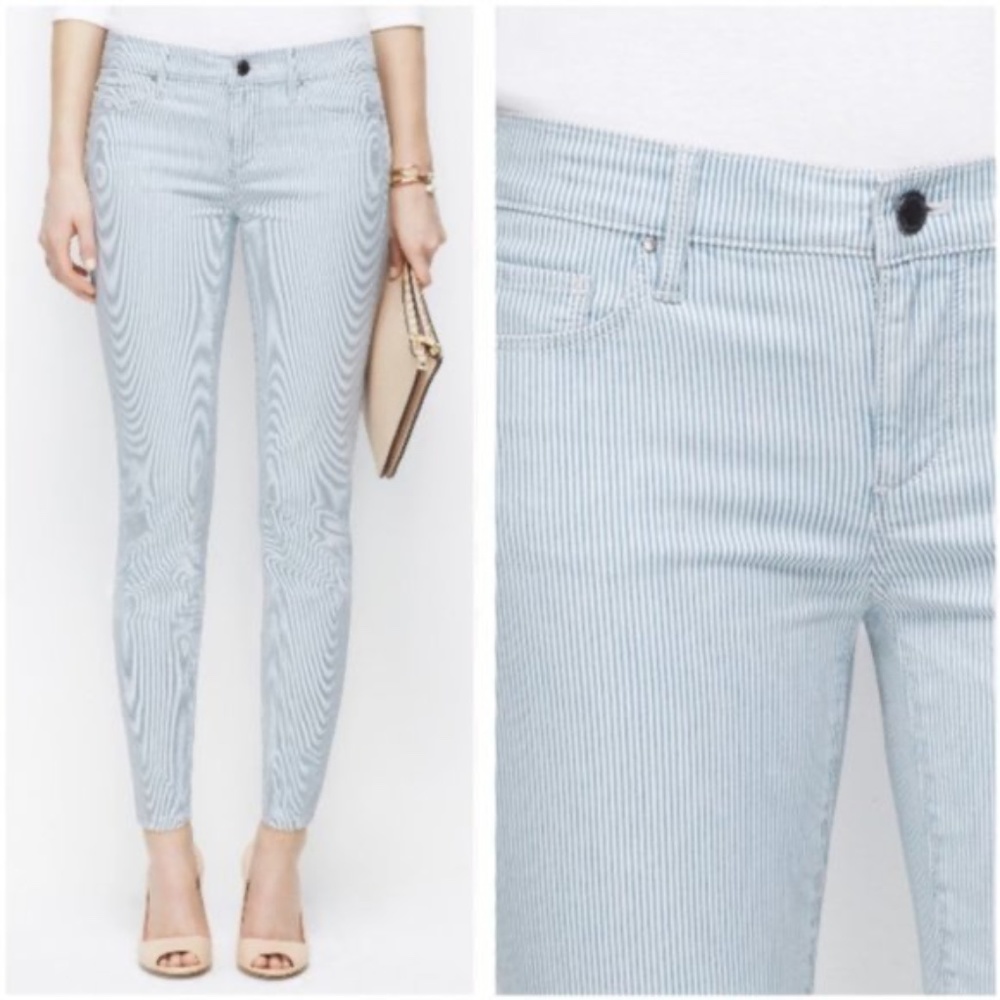 H&M L.O.G.G. Light Railroad Stripe Cropped Jeans Size 10 EUC!